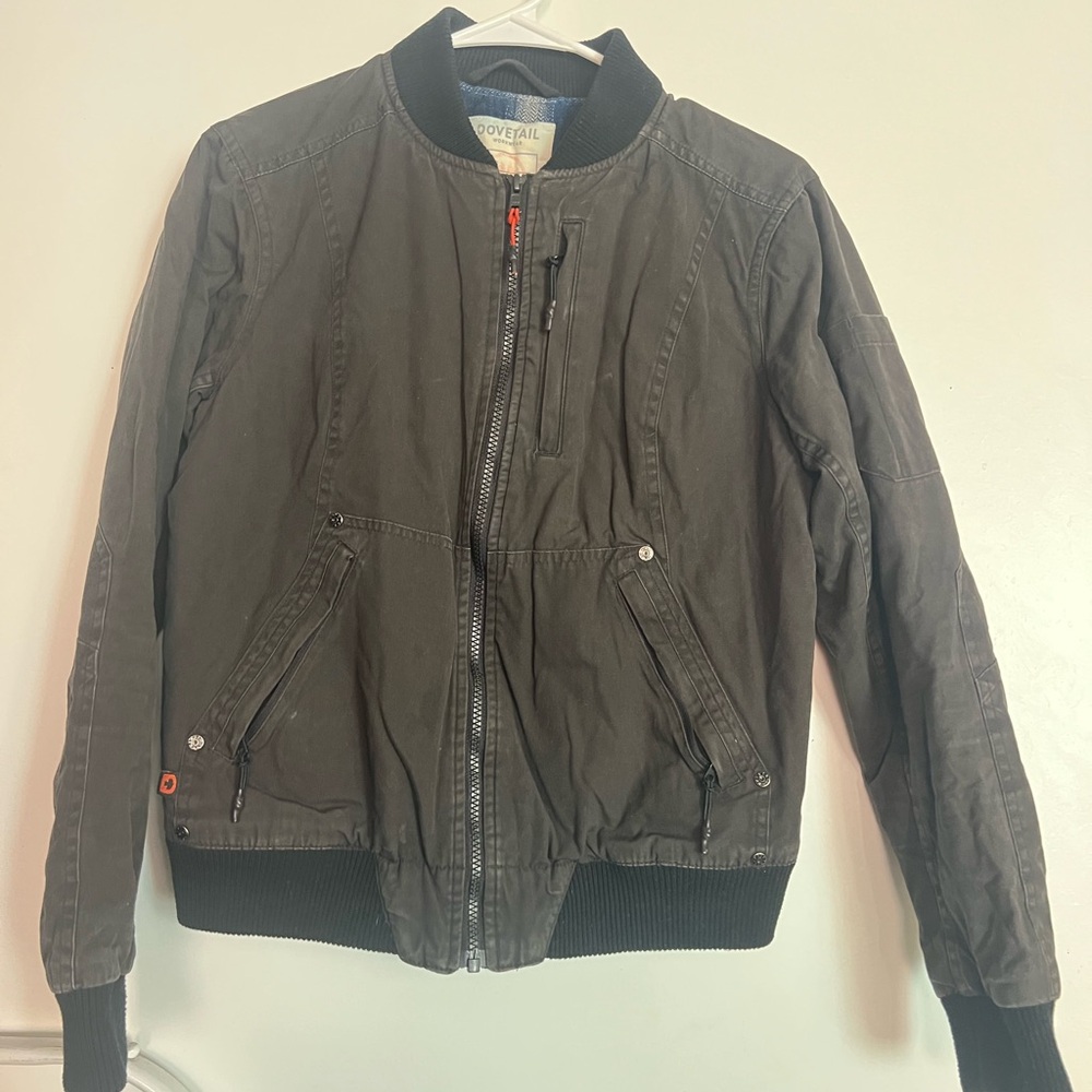 Dovetail Workwear Bomber Jacket Size Small Grey Gray
